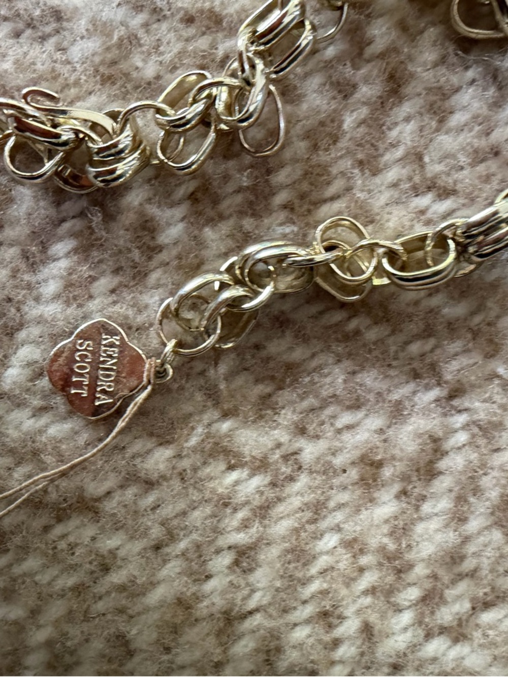 Kendra Scott Gold Necklace with Iridescent White Stone Drops - Picture 2 of 2